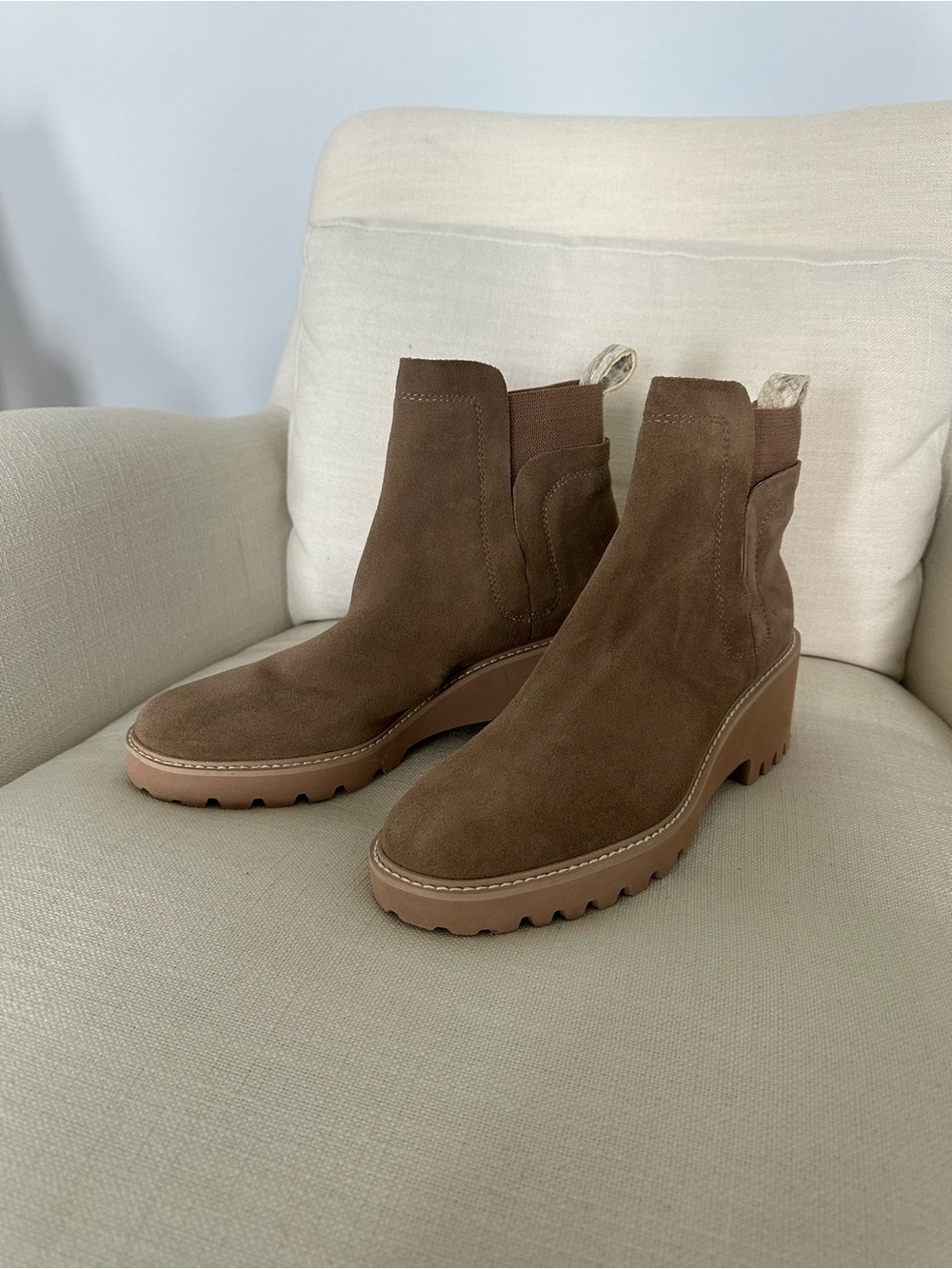 Dolce Vita Brown Suede Chelsea Lug Booties